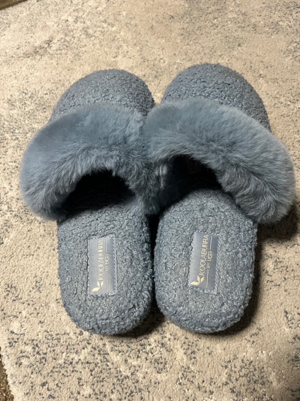 Koolaburra Blue Plush Sherpa Slide Slippers by UGG